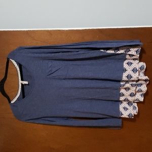 Xhilaration Top Navy with aztec print trim and half back. Size XXL